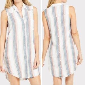 Cloth & Stone Linen Blend Shirt Dress  Sleeveless Button Front and Back Large